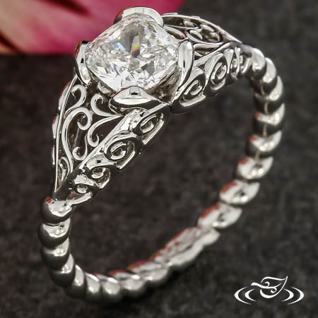 Custom Engagement Ring With Filigree Curls