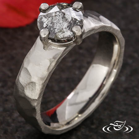 Custom Salt & Pepper Diamond Engagement Ring 
