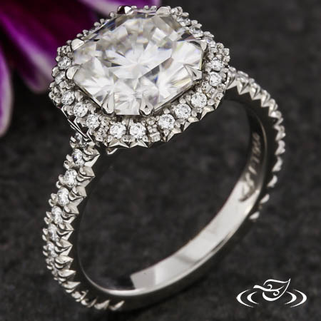 Radiant Cut Halo Engagement Ring