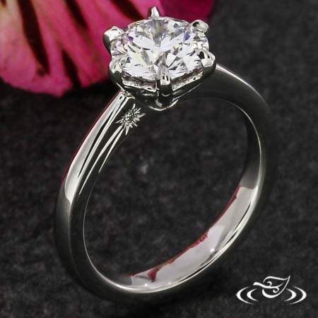 6 Prong Solitaire With Heart Detailing