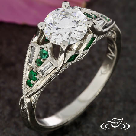 Art Deco Diamond & Emerald Ring