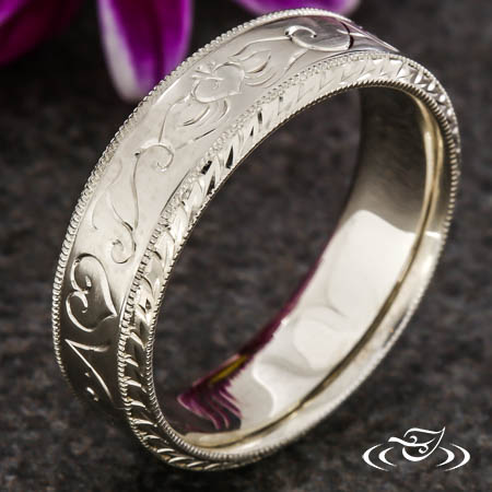 Claddagh And Initial Engraved Wedding Band