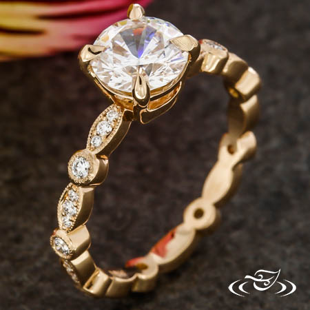 Scalloped Diamond Engagement Ring