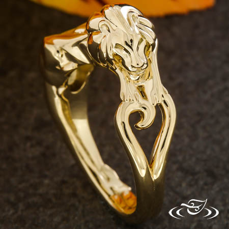 Lion Shadow Band Ring