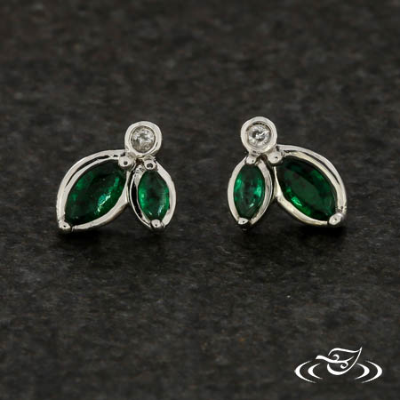 Emerald Leaf Cluster Earrings