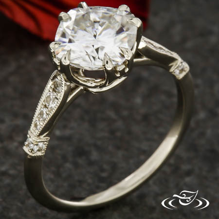 Double Prong Kite-Set Cushion Moissanite Engagement Ring