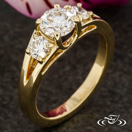 Trellis Style Three Stone Engagement Ring