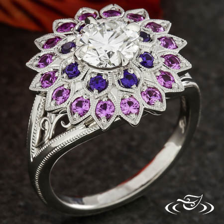 Dahlia Flower Engagement Ring