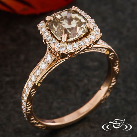 Rose Gold Halo Engagement Ring 