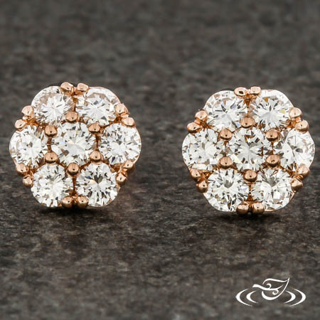 Rose Gold Cluster Earrings 