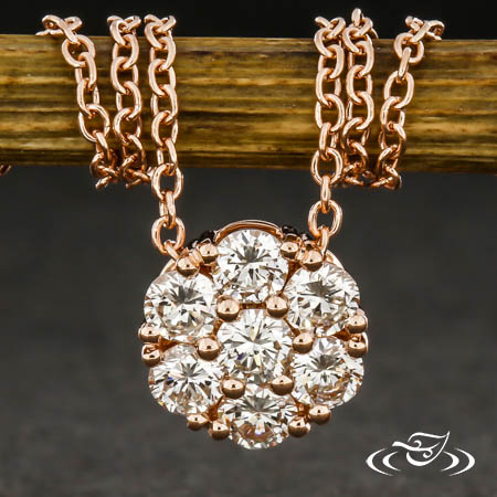 Rose Gold Diamond Cluster Necklace