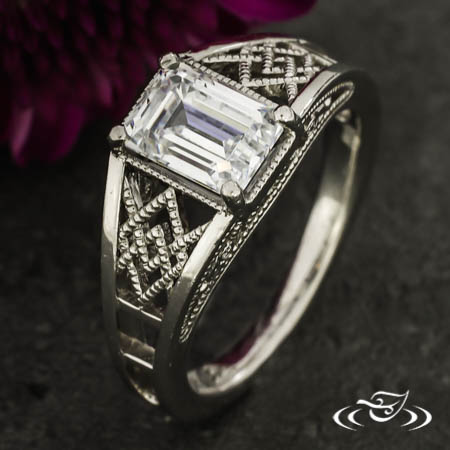 Geometric Emerald Engagement Ring