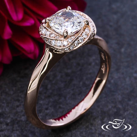 Rose Gold Twist Halo Engagement Ring