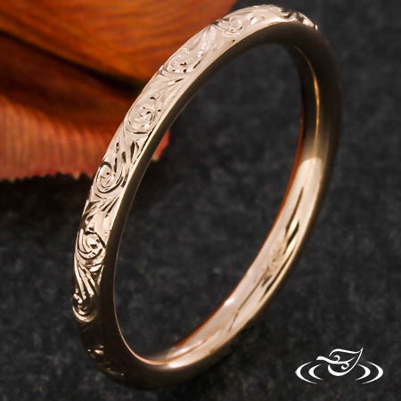 Scroll Engraved Rose Gold Band