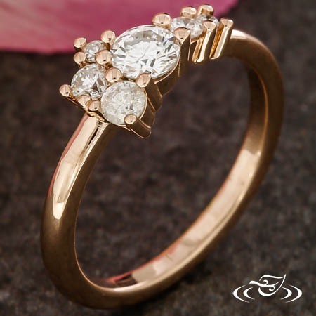 14Kt Rose Gold Diamond Cluster Ring