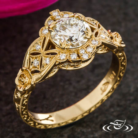 Golden Vintage Inspired Engagement Ring