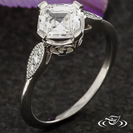 Kite Set Asscher Engagement Ring