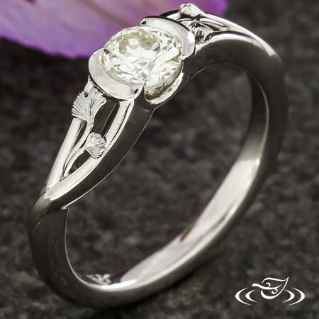 Custom Ginkgo Engagement Ring 
