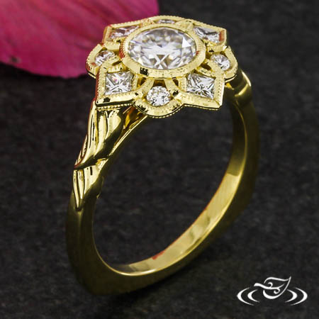 Floral Art Deco Ring 18K Yellow Fairmined Gold