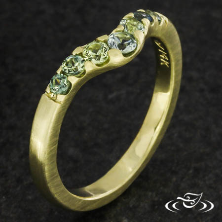 Custom 14Kt Green Gold Shadow Band With Montana Sapphires