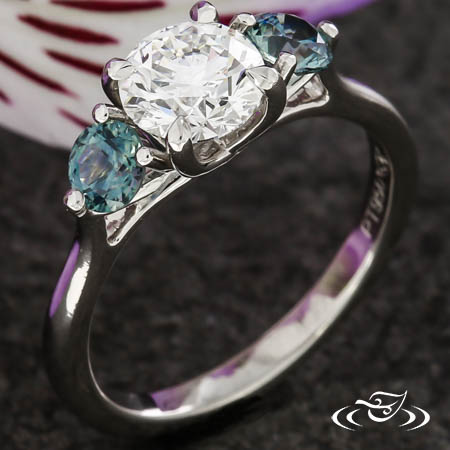 Diamond And Sapphire Engagement Ring 
