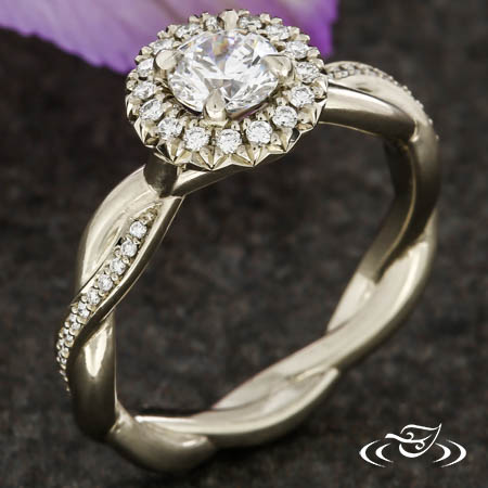 Twist Halo Engagement Ring