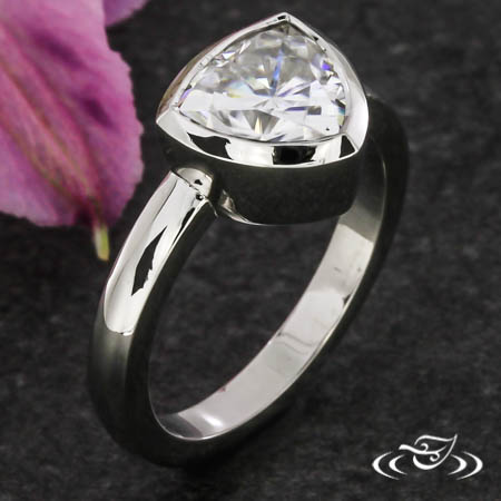 Bezel Set Trillion Moissanite Engagement Ring