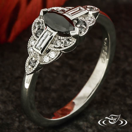 Black Diamond Art Deco Ring