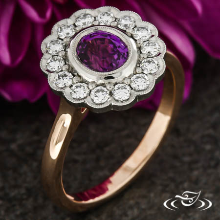 Two Tone Pink Sapphire Halo Ring