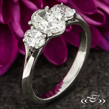 Custom Platinum Three Stone Engagement Ring