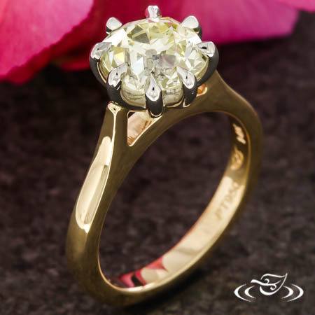 Platinum And 14K Yellow Gold Solitaire