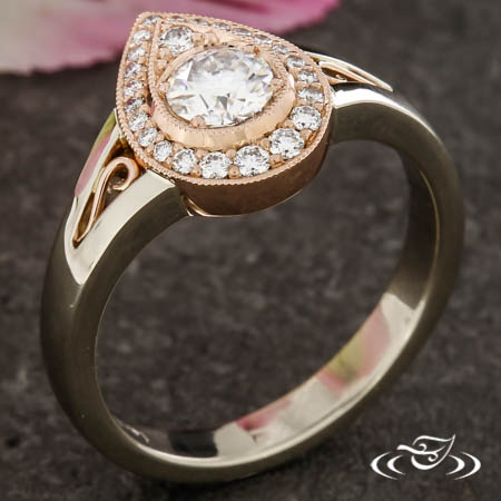 Antique Inspired Pear Shaped Halo Ring