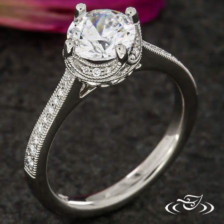 Detail Crown Halo Engagement Ring