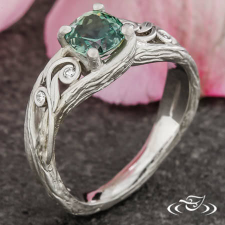 Custom Sapphire, Vine & Filigree Engagement Ring 