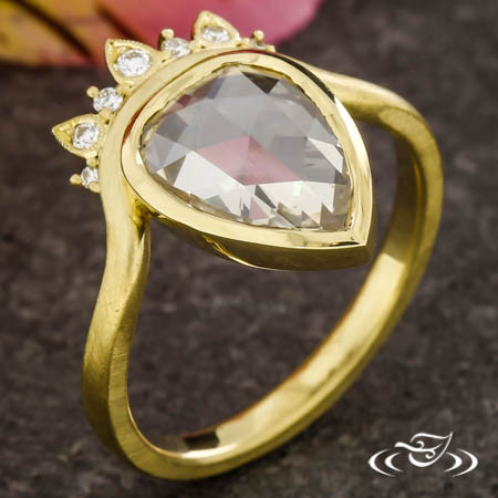 Rose Cut Pear Shape Diamond Engagement Ring