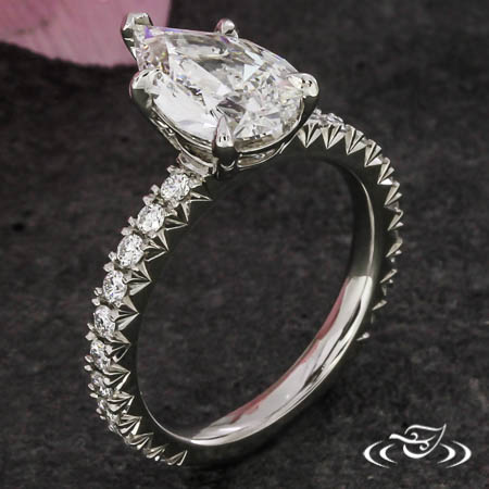 Classic Pavée Pear Diamond Engagement Ring
