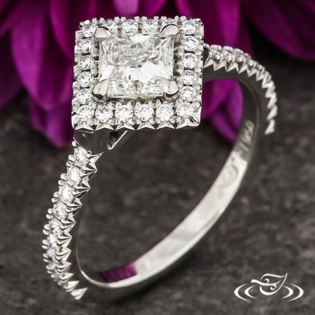 Kite Set Princess Cut Halo Engagement Ring