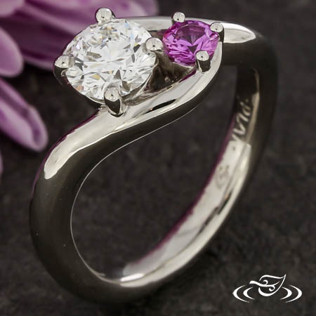 Diamond And Pink Sapphire Two Stone Ring