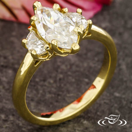 Marquise & Moon Diamond Three Stone Ring