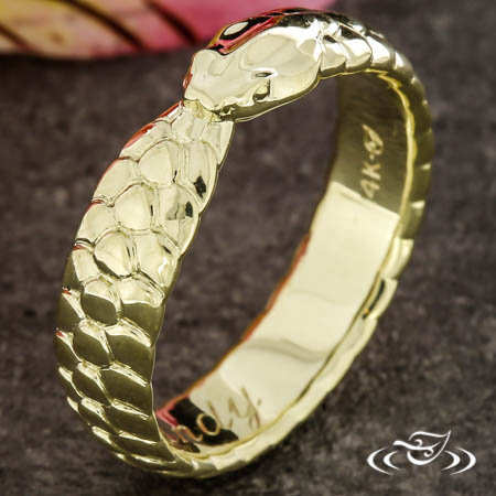 Green Gold Snake Ring