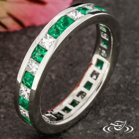 Emerald And Diamond Eternity Band