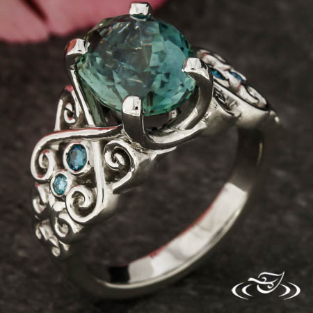 Sapphire Swirl Engagement Ring