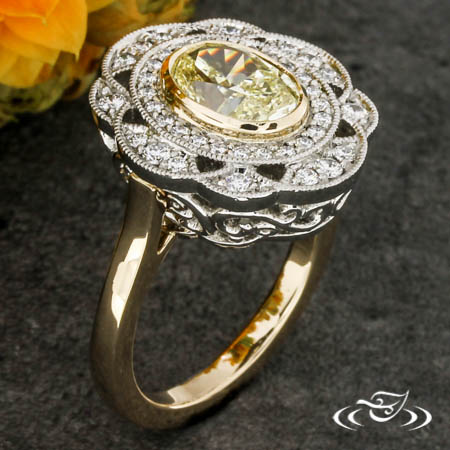 Yellow Diamond Mandala Halo Ring