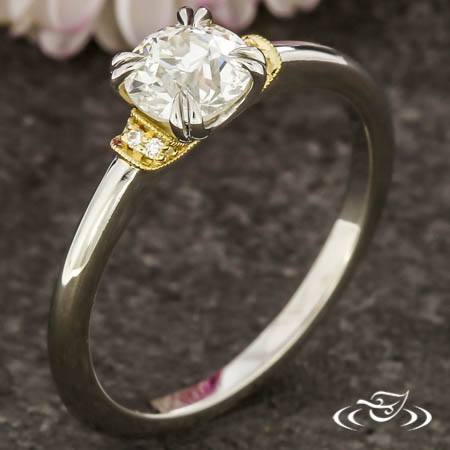 Two-Tone Diamond-Accented Engagement Ring