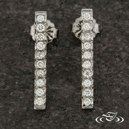 French Set Diamond Bar Earrings 