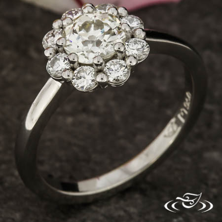 Halo Set With Old Mine Cut Diamond