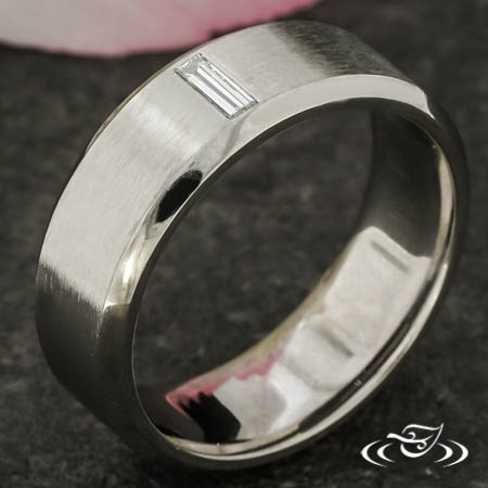 Platinum Wedding Band With Baguette Diamond 