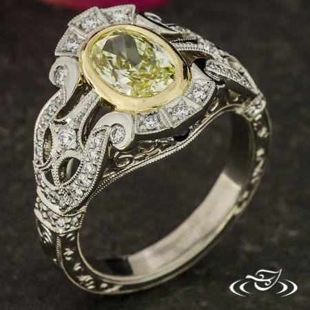 Antique Inspired Yellow Diamond Ring