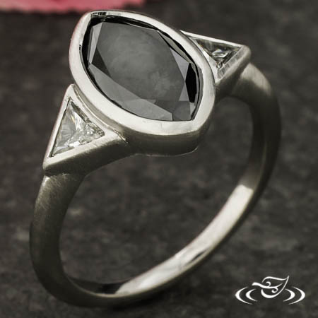 Three Stone Black Diamond Ring