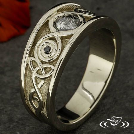 Celtic Ring With Salt & Pepper Rose Cut Diamond